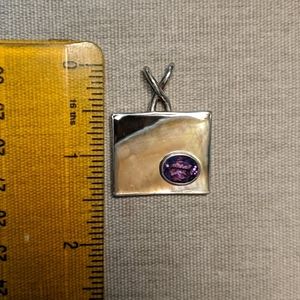 Amethyst, mother of pearl sterling pendant